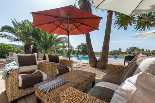 Beautiful lounge area next to the pool