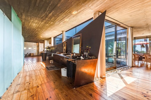 Unique bathroom in an open style