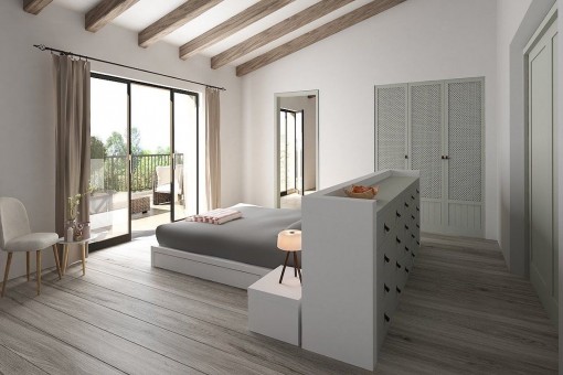 Master bedroom with balcony