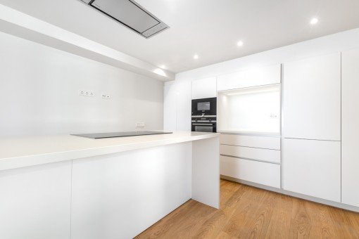 Open kitchen in white