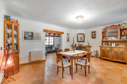 Cozy dining area with fireplace