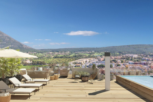 Modern penthouse apartment in a newly-built residential complex with superb sweeping views in Santa Ponsa