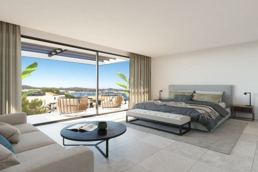 Master bedroom with a view