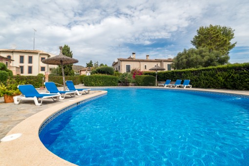Pool area with sun loungers