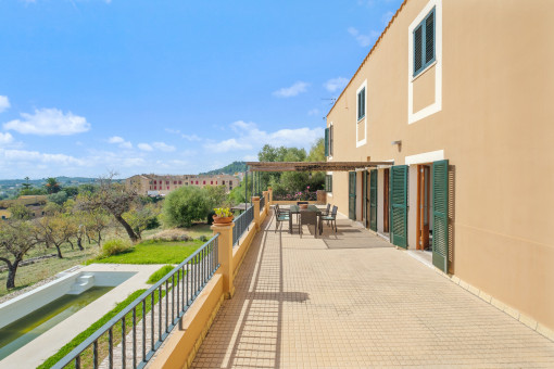 Large terrace with garden views