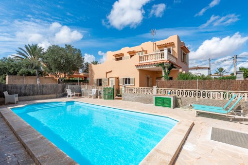 Exterior view and pool area