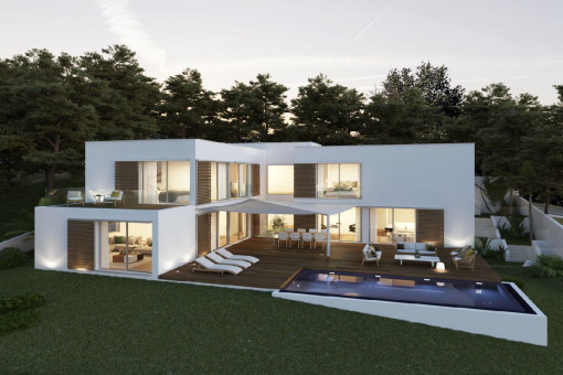 New building project! Modern luxury-villa with sea views and indoor and outdoor pool in Font de Sa Cala