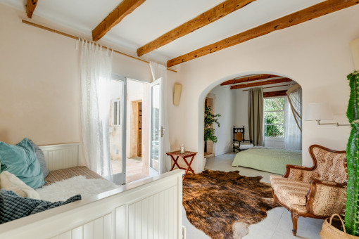 Large bedroom with lounge area