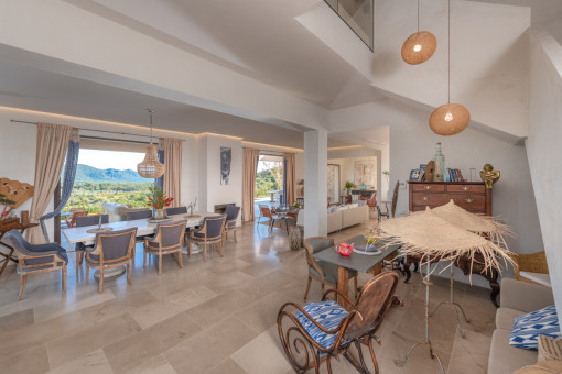 Open living and dining area