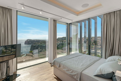 Bedroom with floor-to-ceiling windows