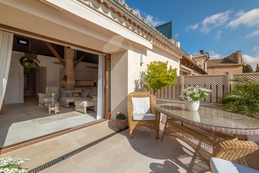View of the sunny terrace