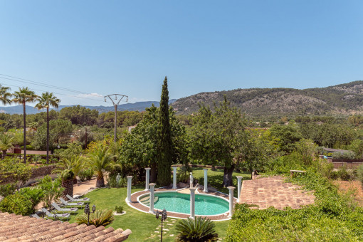 View to the pool and the mountains