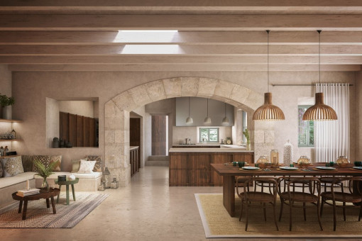 Dining area and kitchen