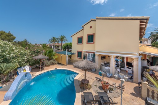 Outdoor area with saltwater pool