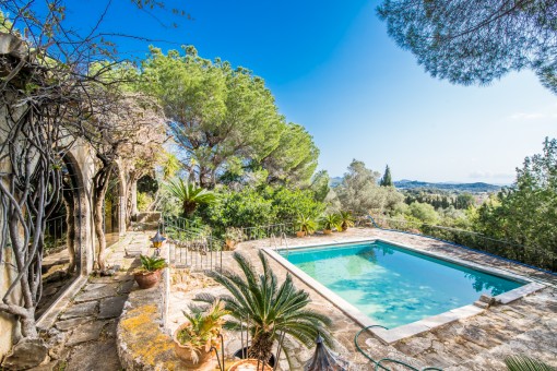 Pool area in absolute privacy with distant views