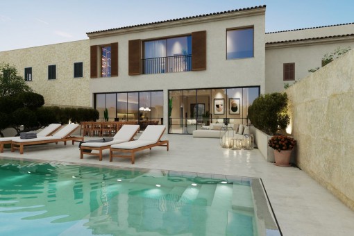 Ses Salines - unique newly-built town-house with pool, Mediterranean garden and sweeping views