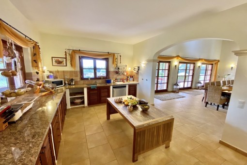 Rustic kitchen with cooking island