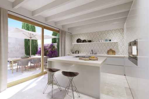 Open kitchen with adjoining terrace