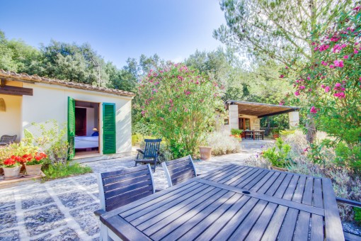 View to the guest house and exterior kitchen