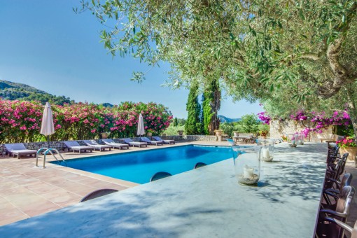 Dining area by the main pool