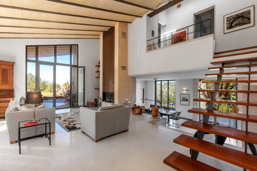 Open living and dining area