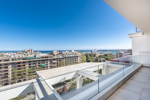 Master bedroom terrace with views over the whole bay of Palma