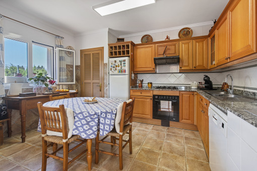 Large kitchen with dining area