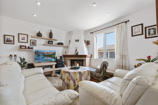 Living area with fireplace