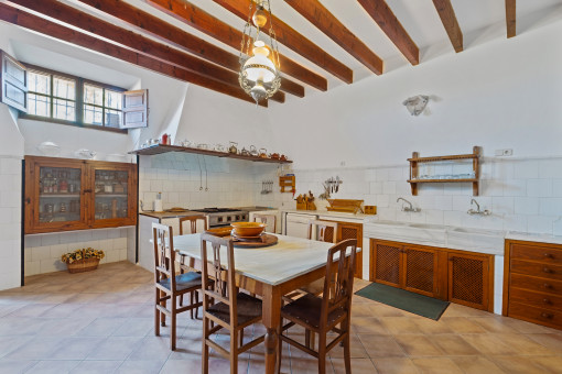 Rustic kitchen with dining area