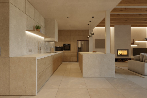 Fully equipped kitchen with cooking island