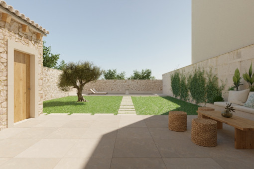 Building project of a town house with garden in Santanyi