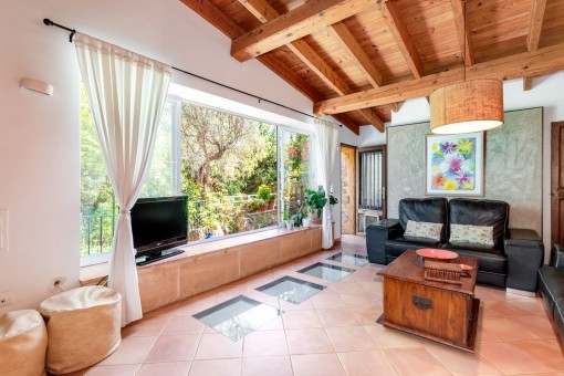 Living area with garden views