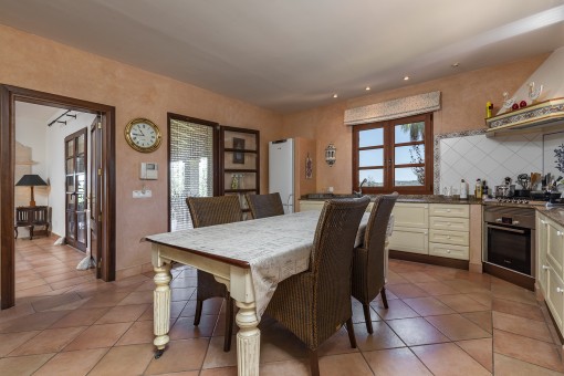 Rustic kitchen with dining area