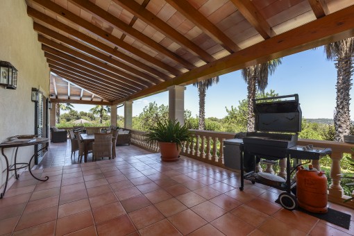 Covered dining area with barbecue