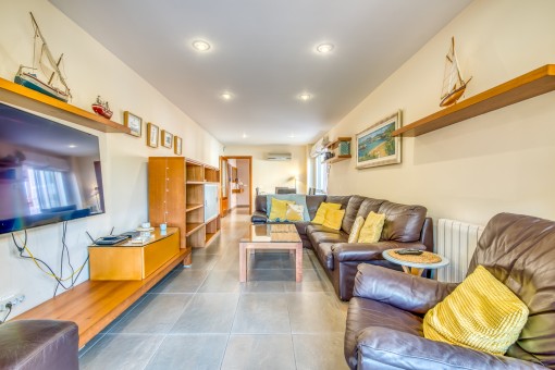 Open living and dining area