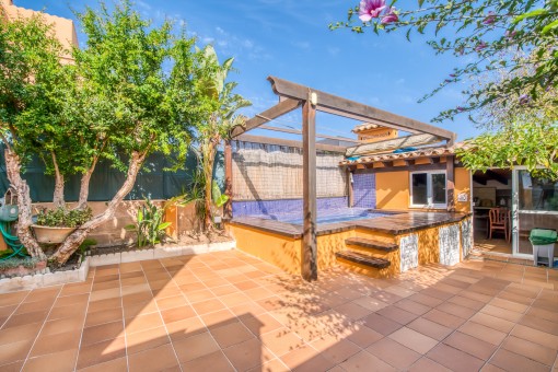 View of the pool and patio