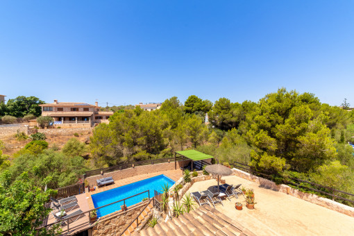 View over the pool and terrace area