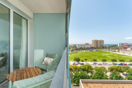 Balcony with partial sea views