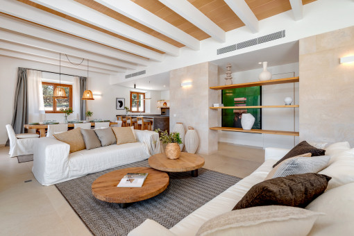 Open living and dining area