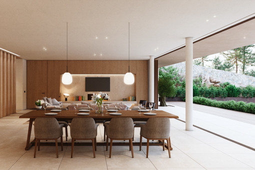 Dining area with views into the garden