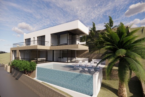 Exclusive, newly-built villa with breathtaking views over the sea and the town of Palma