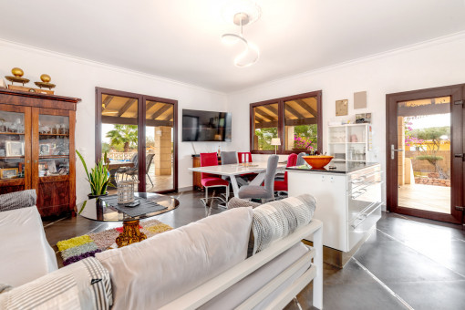 Open living and dining area