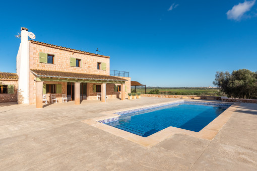 View of the finca and pool