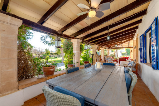 Large covered outdoor dining area