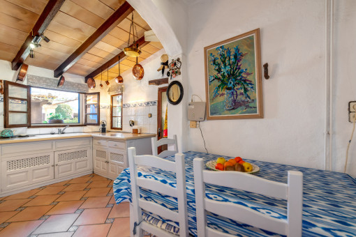 Country house kitchen with breakfast table