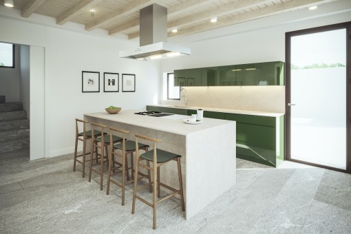 Modern kitchen with cooking island