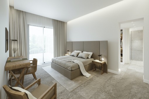 Noble bedroom with dressing room and bathroom
