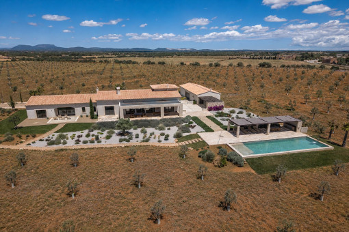 Aerial view of the estate with expansive countryside views