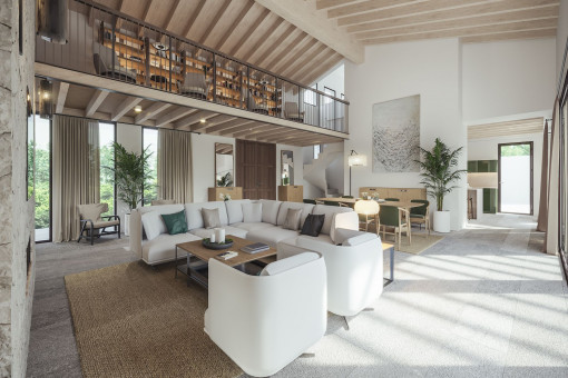 Open kitchen and dining area