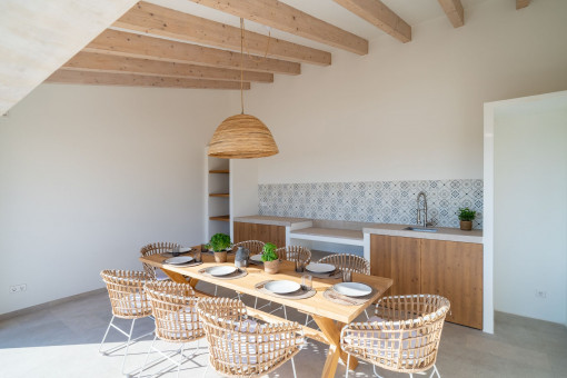 Outdoor kitchen and dining area